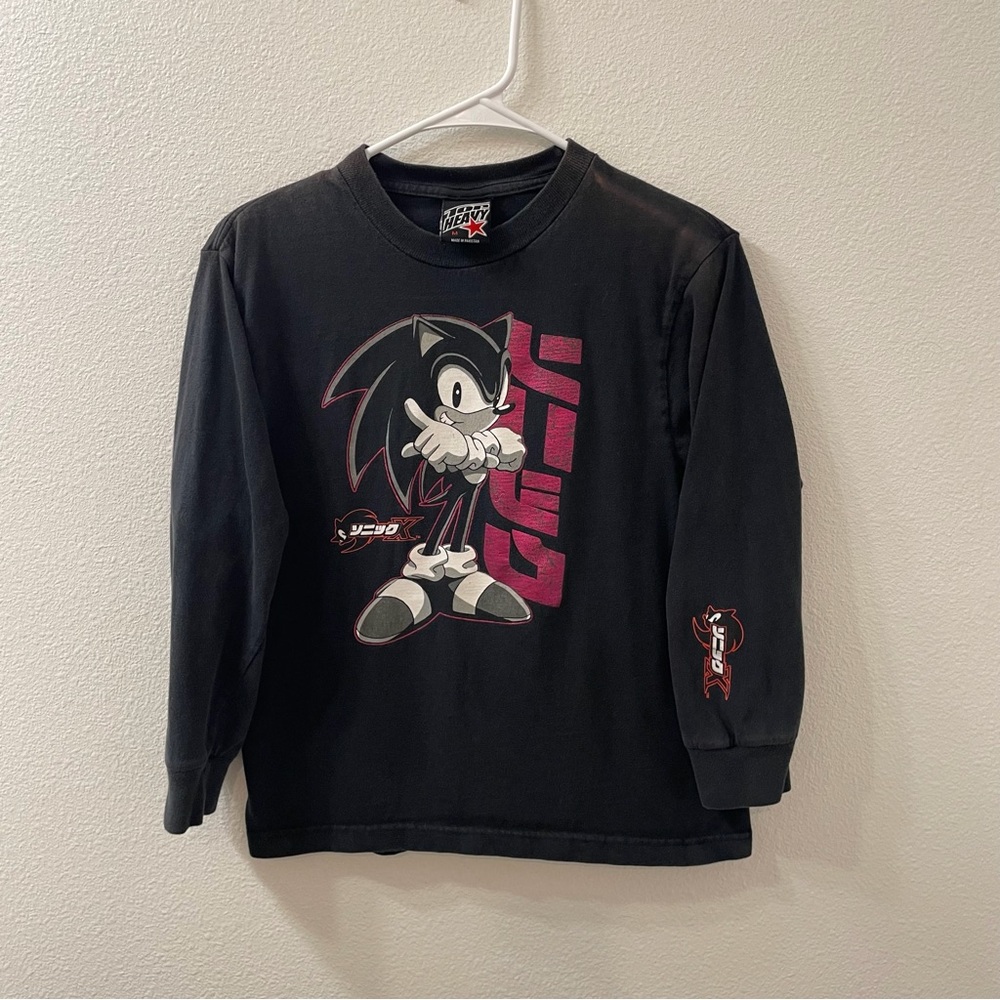 Top Heavy Sonic collab long sleeve shirt black boys medium vintage